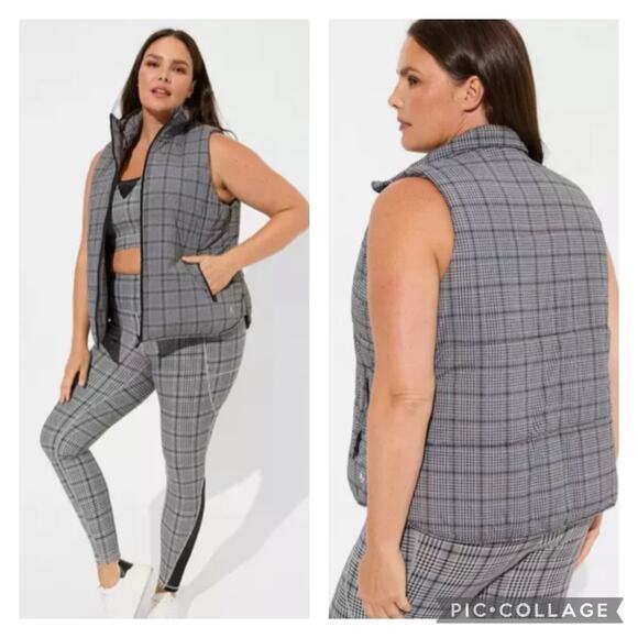 torrid Jackets & Blazers - Torrid Active Stretch Nylon Lightweight Plaid Vest Plus Size 3X